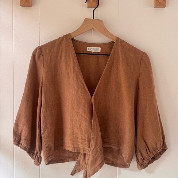 First Rite Linen Tie Top - Picture 2 of 4